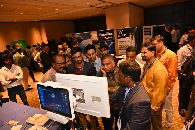 Delegates crowded around a live imaging demonstration